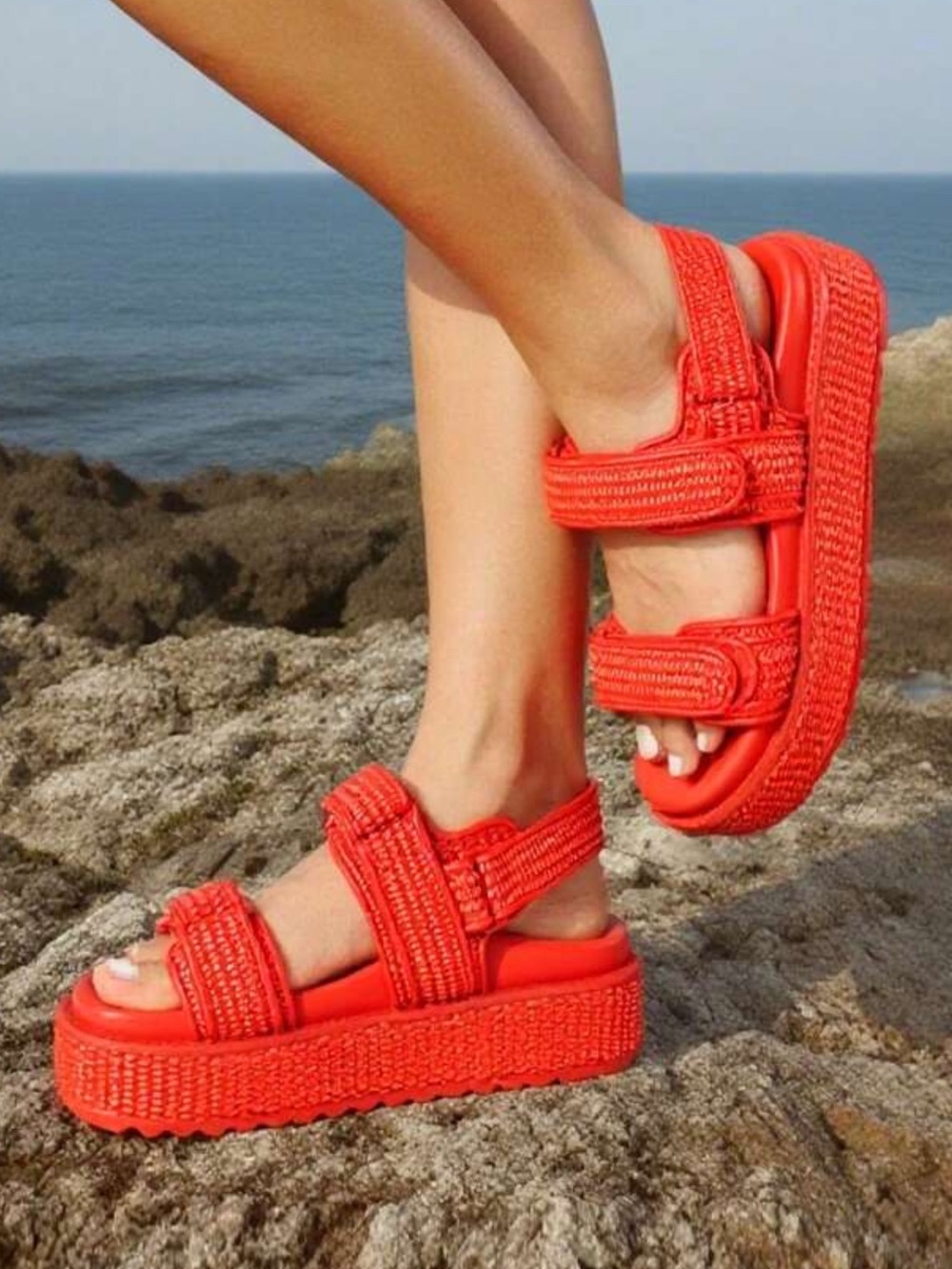 Women’s Platform Sport Sandals in Red